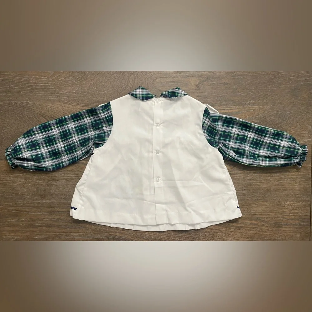 80’s Toddler Two-Piece Outfit with Green Plaid Lion Appliqué